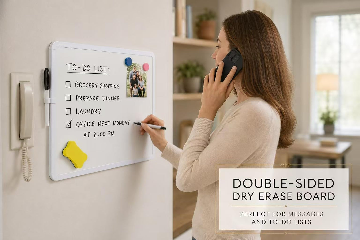 MXG Small White Board Dry Erase, 12x16 Inch Portable Double Sided Whiteboard for Wall, Fridge, Desk, Mini Dry Erase Board with Magnets, Marker & Eraser, for Office, Home, School & Business