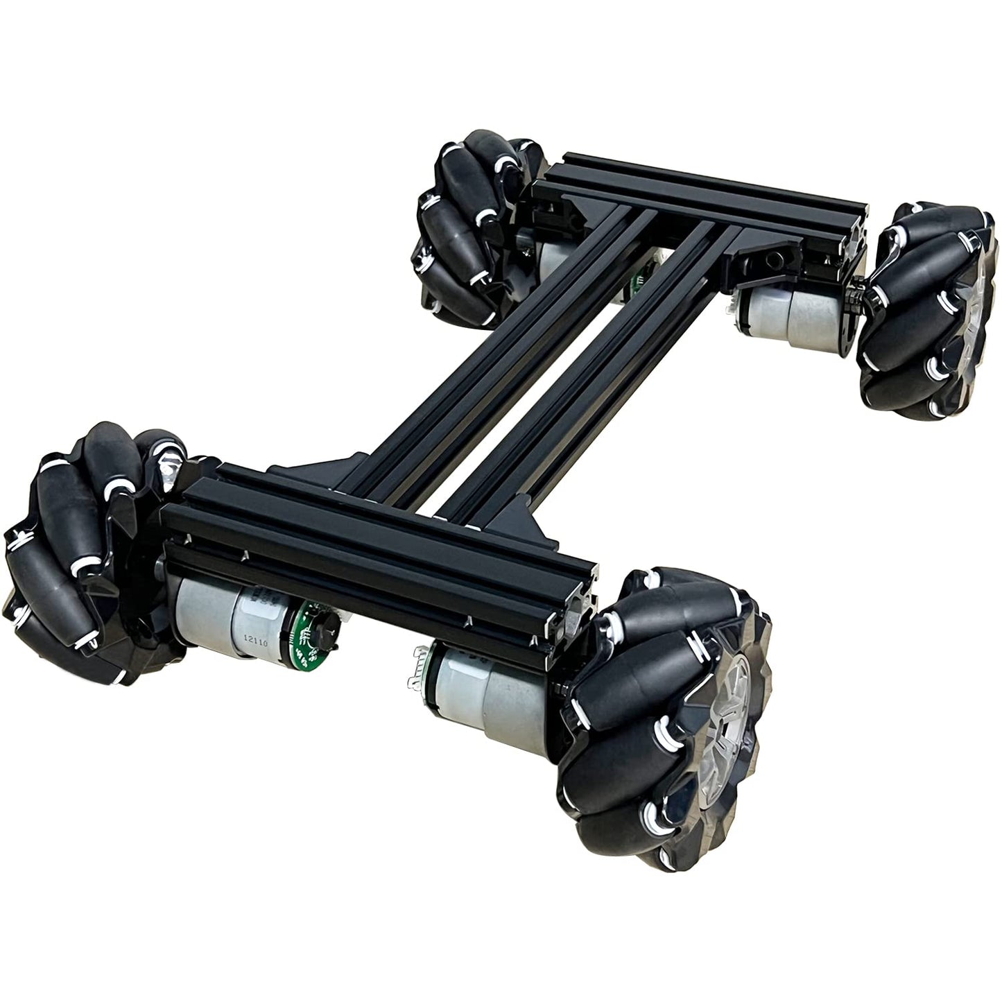 Mecanum Wheel 4wd Metal Robot Car Chassis Control Learning Kit for Arduino Raspberry Pie Microbit with DC Encoder Motor, DIY Steam AGV ROS AI Move Education Platform Robotic Functional Model Black