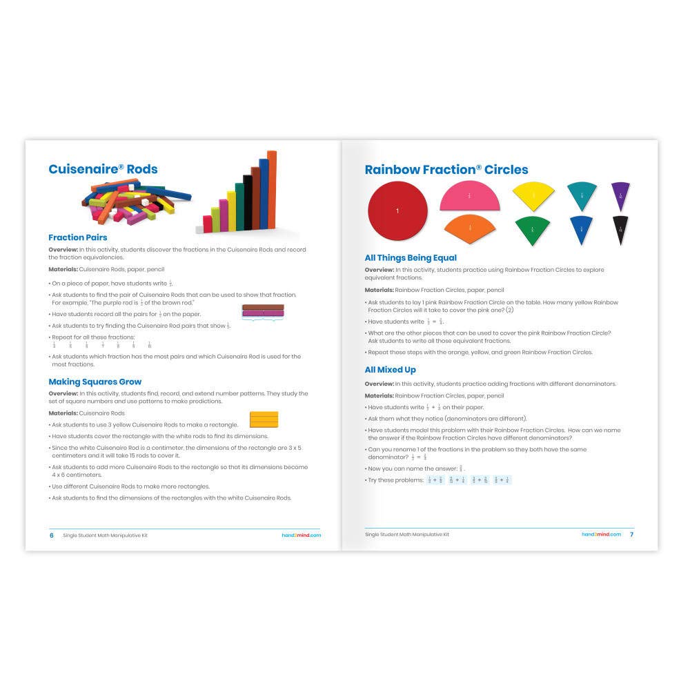 hand2mind Individual Student Manipulative Kit for Kids Ages 8-10, Individual Practice for Kids at Home Or Classroom, Easy to Follow Guide, Math Manipulative Supplies, Homeschool Supplies (Set of 12)