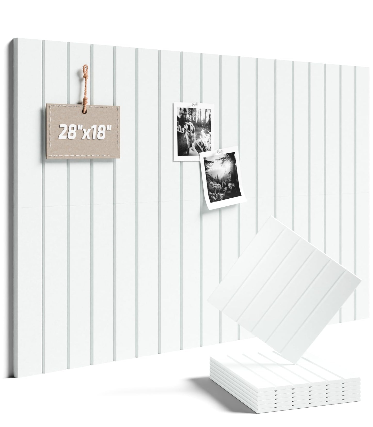 Felt Bulletin Board Tiles -28"x18" with 40 Adhesive Tabs, Cork Board Alternative for Office Decor, Push Pin Board Wall Organizer 6-Pack (Cold White)