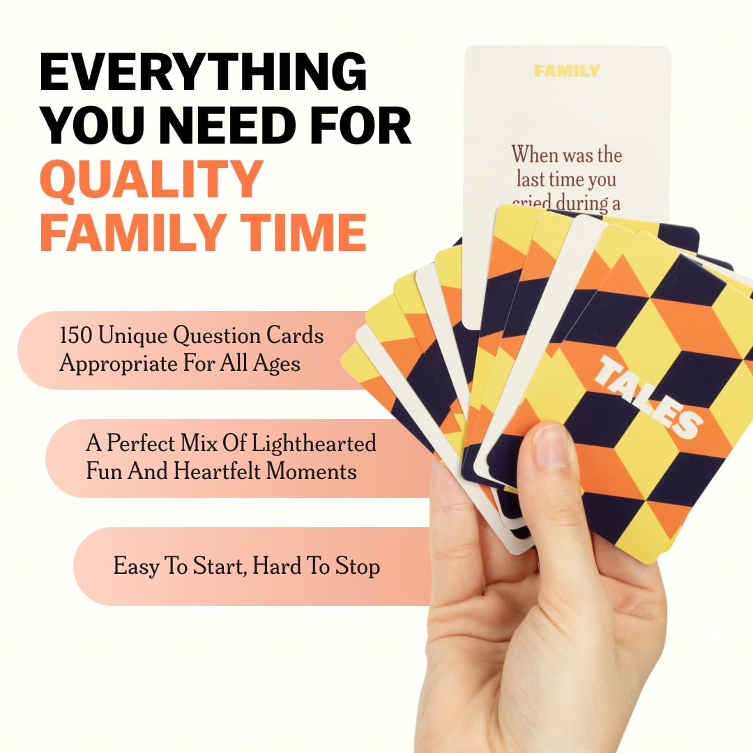 TALES Family Edition 150 Conversation Cards for Family Game Night, Adults, Teens, and Kids, Family Dinners, and Gatherings, Prompts for Meaningful Connections