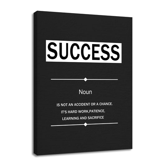 YSPCSUN Inspirational Posters for Office, Success Definition Canvas Poster Single Panel Wall Decor for Home Office Dorm Classroom, Framed Canvas Art, 24x18inch