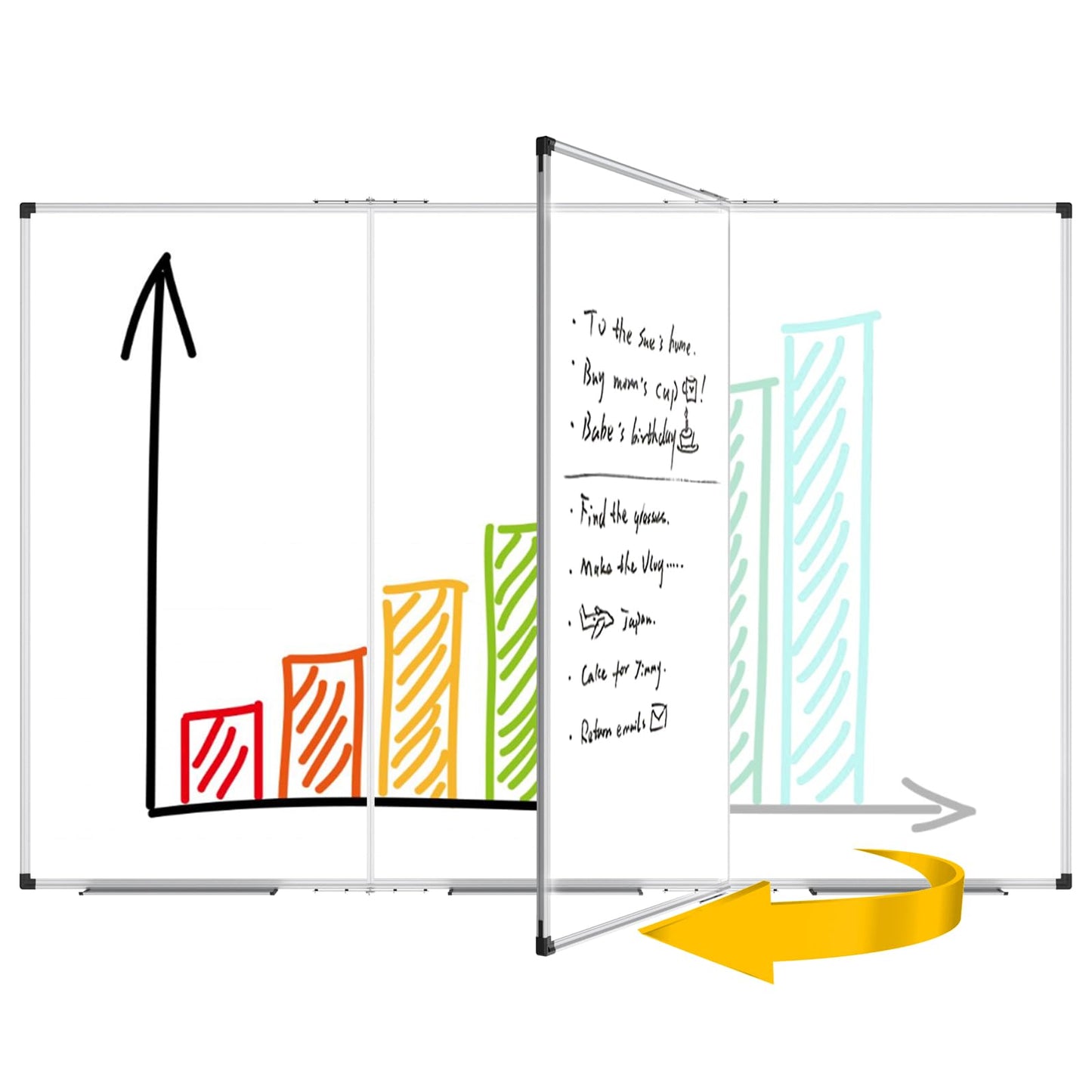 XBoard Extra Large Magnetic Whiteboard 96 x 48 Inch, Giant Foldable Dry Erase White Board with Aluminium Frame & Marker Tray 8' x 4' | Wall Mounted Tri Folding Message Presentation Board