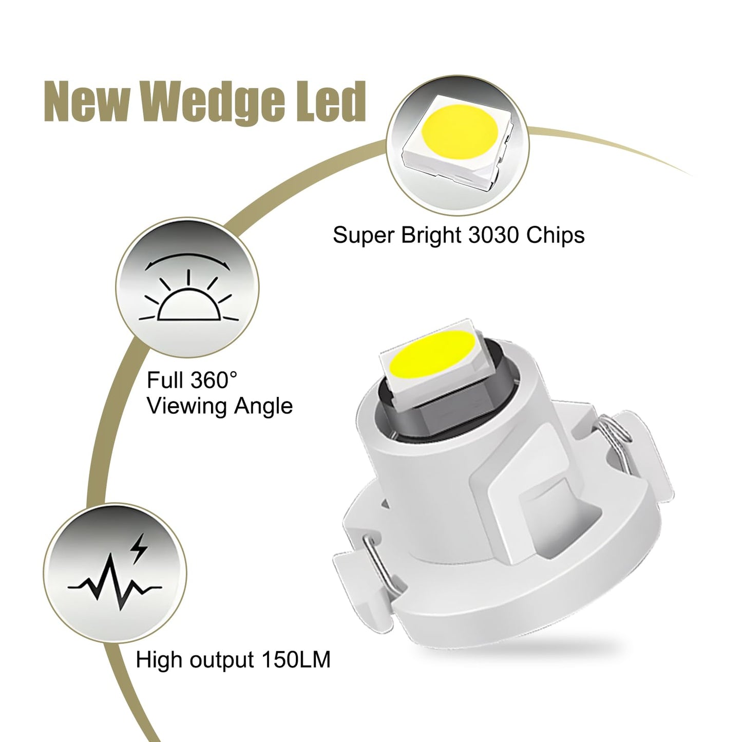 awlbed Car T4.2 Desk Lamp, 12V IP65 Waterproof LED Indicator Light, 10 PCS, White, Model AWLYBD3001WH-10PCS
