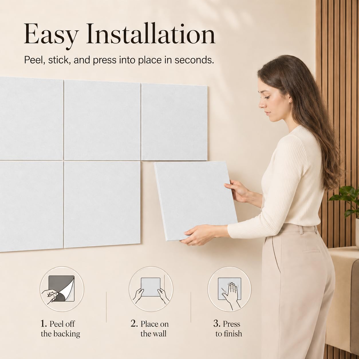 Baysola Felt Bulletin Board Panels 48 x 36 Inch Self Adhesive Wall Tiles Cork Board Alternative for Office Classroom Photos Notes 12 Pack