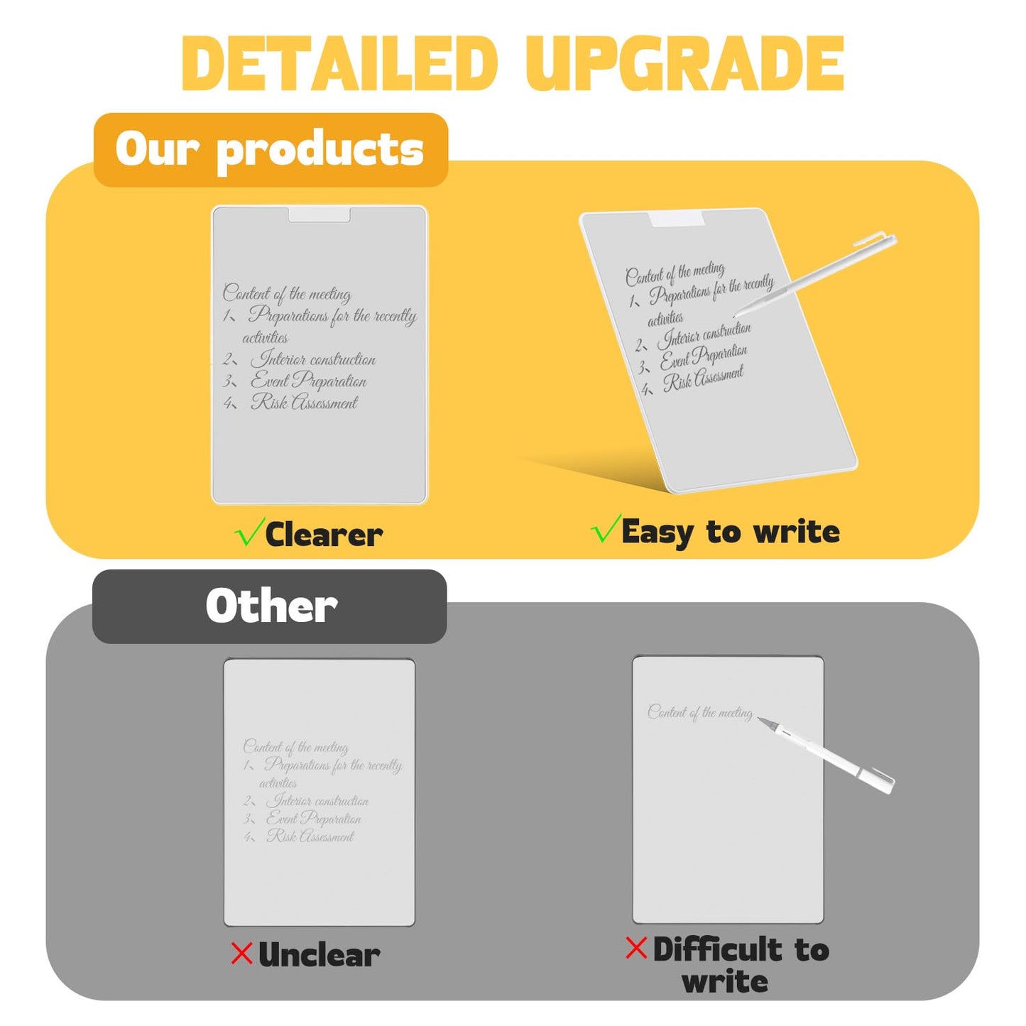 Portable Note Pad with Magnetic Pen & Eraser for Office Desk, Home, & School - Eco-Friendly Paperless Solution for Students Classroom Teacher Supplies