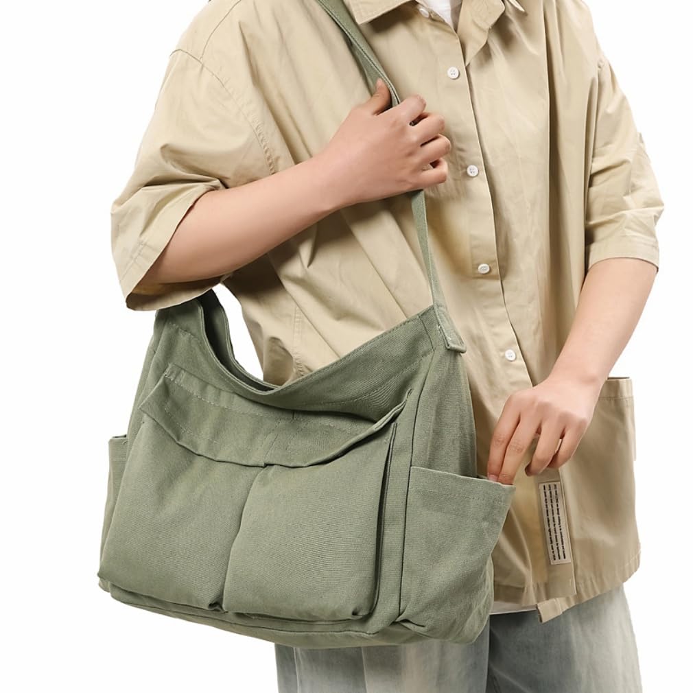 Cute Canvas Tote Bag for School/Work/Travel, Large Crossbody Messenger Bag Laptop Shoulder Bag