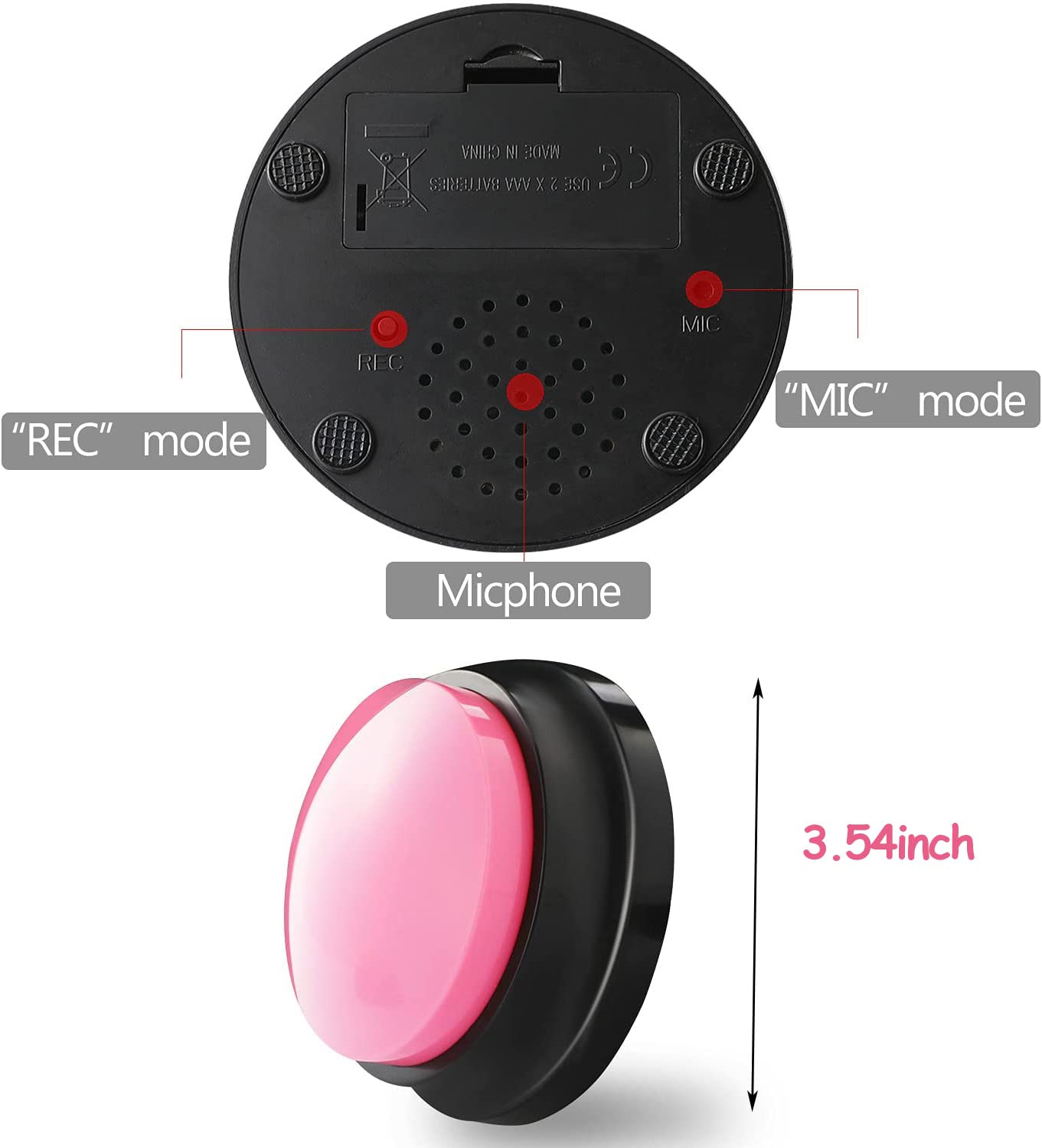 Voice Recording Button, Dog Buttons for Communication Pet Training Buzzer, 30 Second Record & Playback, Funny Gift for Study Office Home 4 Packs