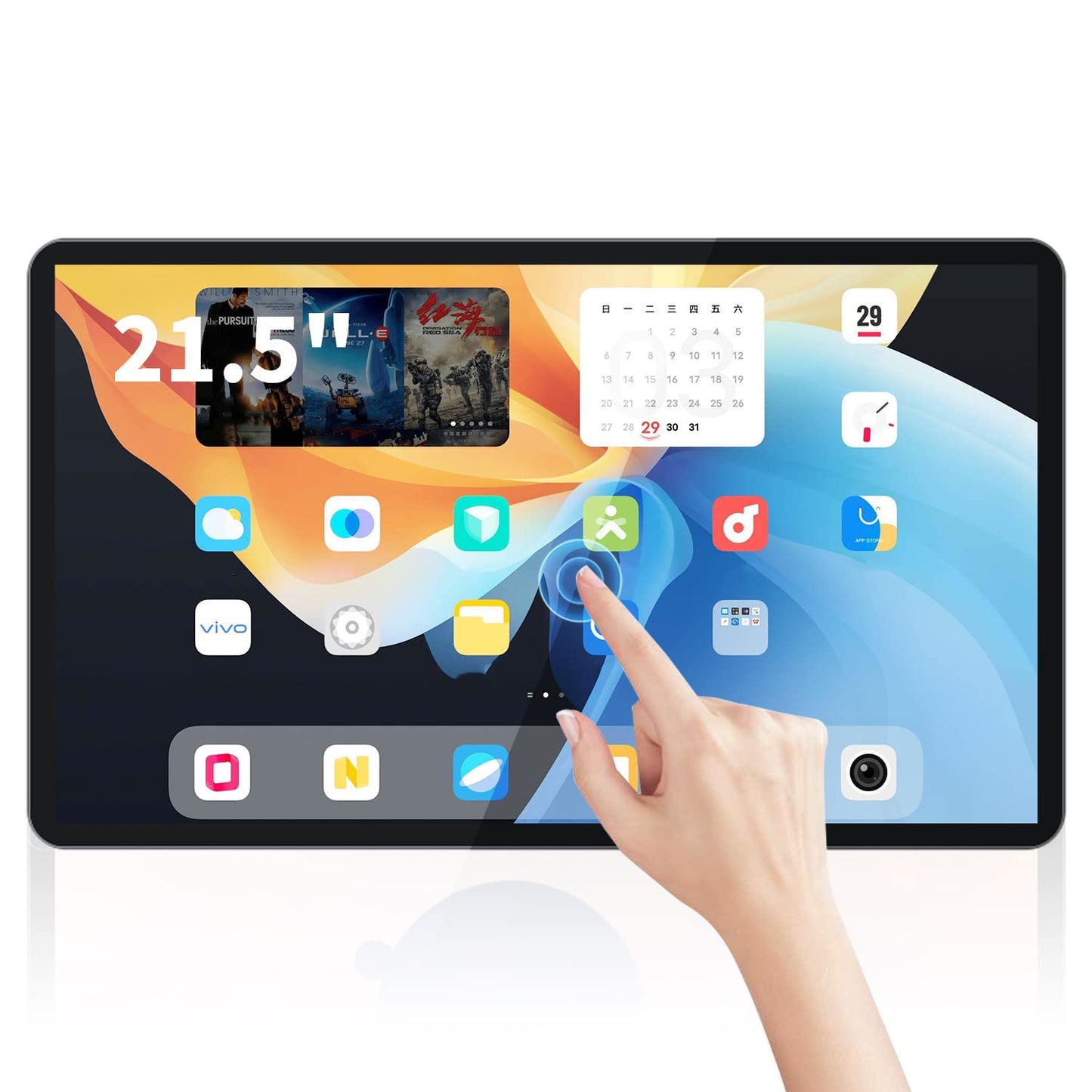 TouchWo 21.5 inch Android 14 Touchscreen Monitor Tablet, 16:9 FHD 1080P, WiFi & BT, Built-in Speakers, RK3576 8GB RAM & 128GB ROM, Smart Board for Classroom, Meeting & Game