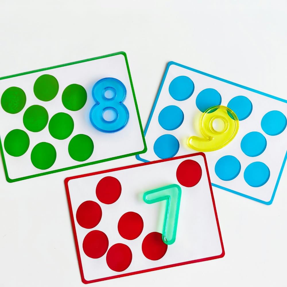 Math Task Boxes Set of 5 Math Manipulatives Themes 230+ Pieces of Number Rods, Base Ten Blocks, Ten Frame Disc Counters, Place Value Blocks, 0-9 Numbers, 3D Shapes, Activity Cards (Numbers)