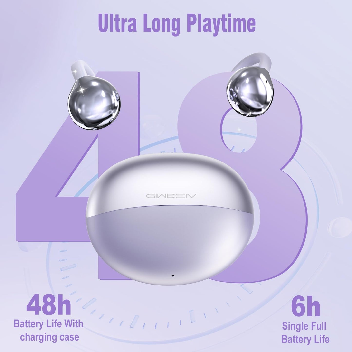 AI Translation Earbuds Real Time, 164 Language Translator Earbuds, 3-in-1 Wireless Clip on Earbuds, Bluetooth 5.4 Headphones, Translating Device for Travel Business Learning (Purple)