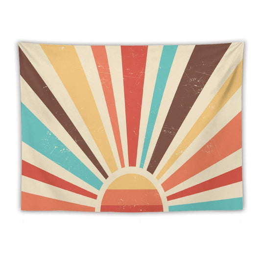 Rainbow Tapestry,Vintage Style Sunrise Minimal Design Geometric Tapestry Wall Hanging Home Décor for Bedroom Living Room 80" x 60"