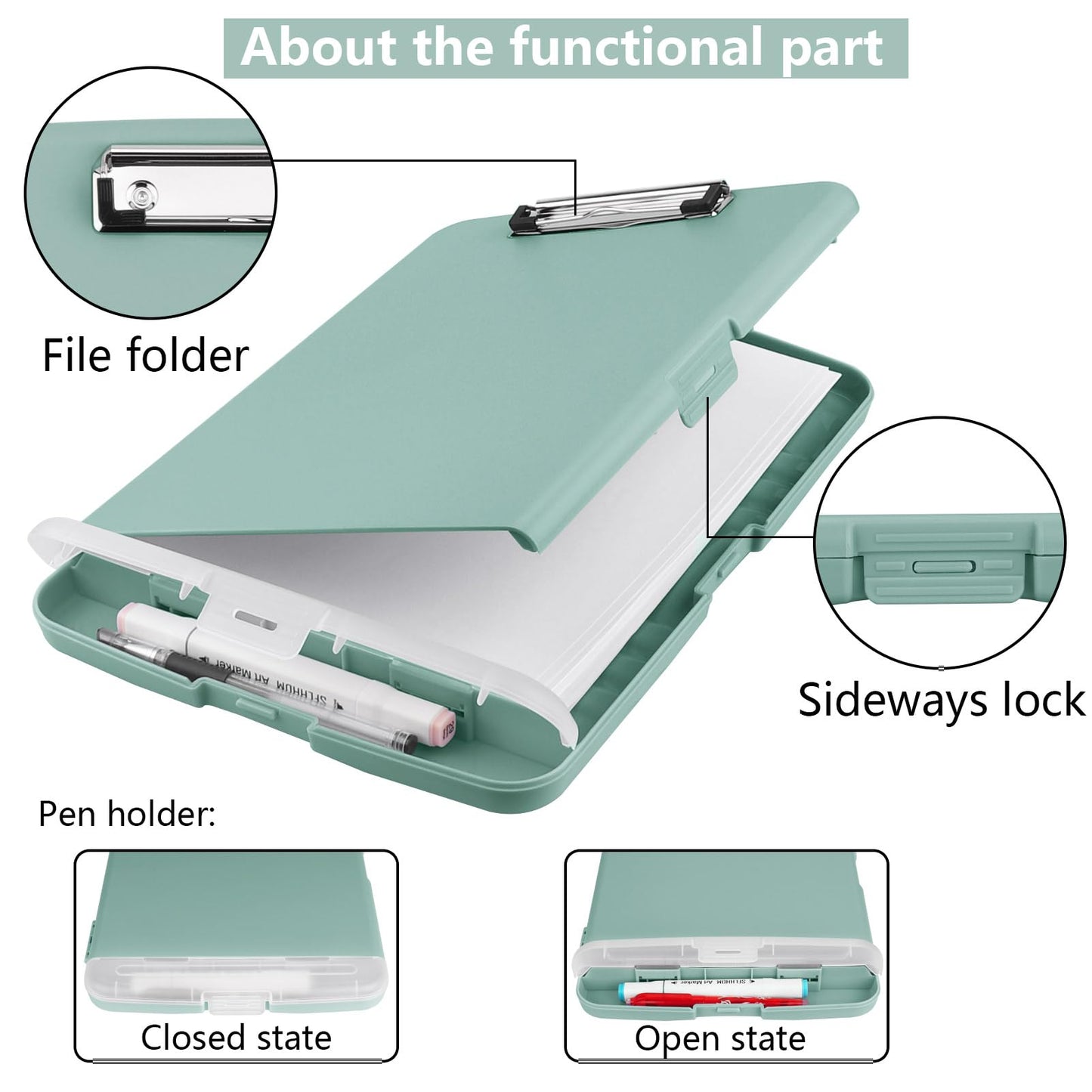 SFLHHDM Storage Clipboard with Pen Holder, High Capacity Clipboards for Classroom, Clip Boards 8.5x11 with Storage, Low-Profile Clip, Lightweight Plastic Clipboard for Kids, Lawers, Office Workers