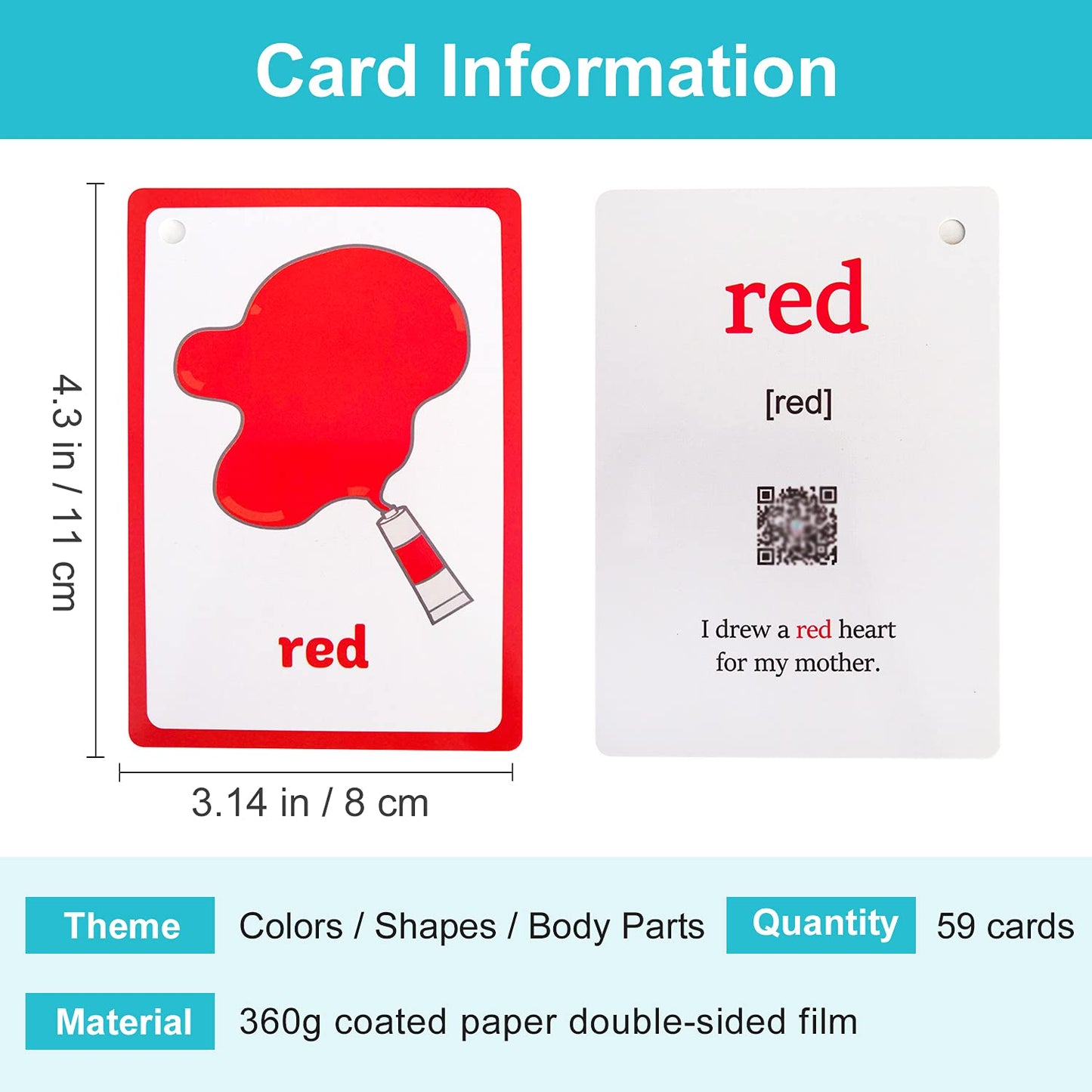 Lilias Colors/Shapes/Body Parts Flash Cards - English Words Learning Pocket Cards for Toddlers, Kindergarten Preschool, 3 Themes Set
