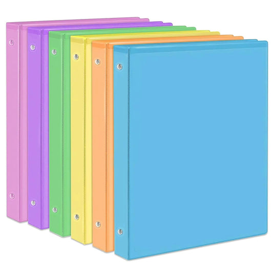 1-Inch Binder 3 Ring, Round Ring with 2 Interior Pockets, Holds 200 Sheets Letter Size Paper, Durable Plastic View Binders for School, Office, and Home