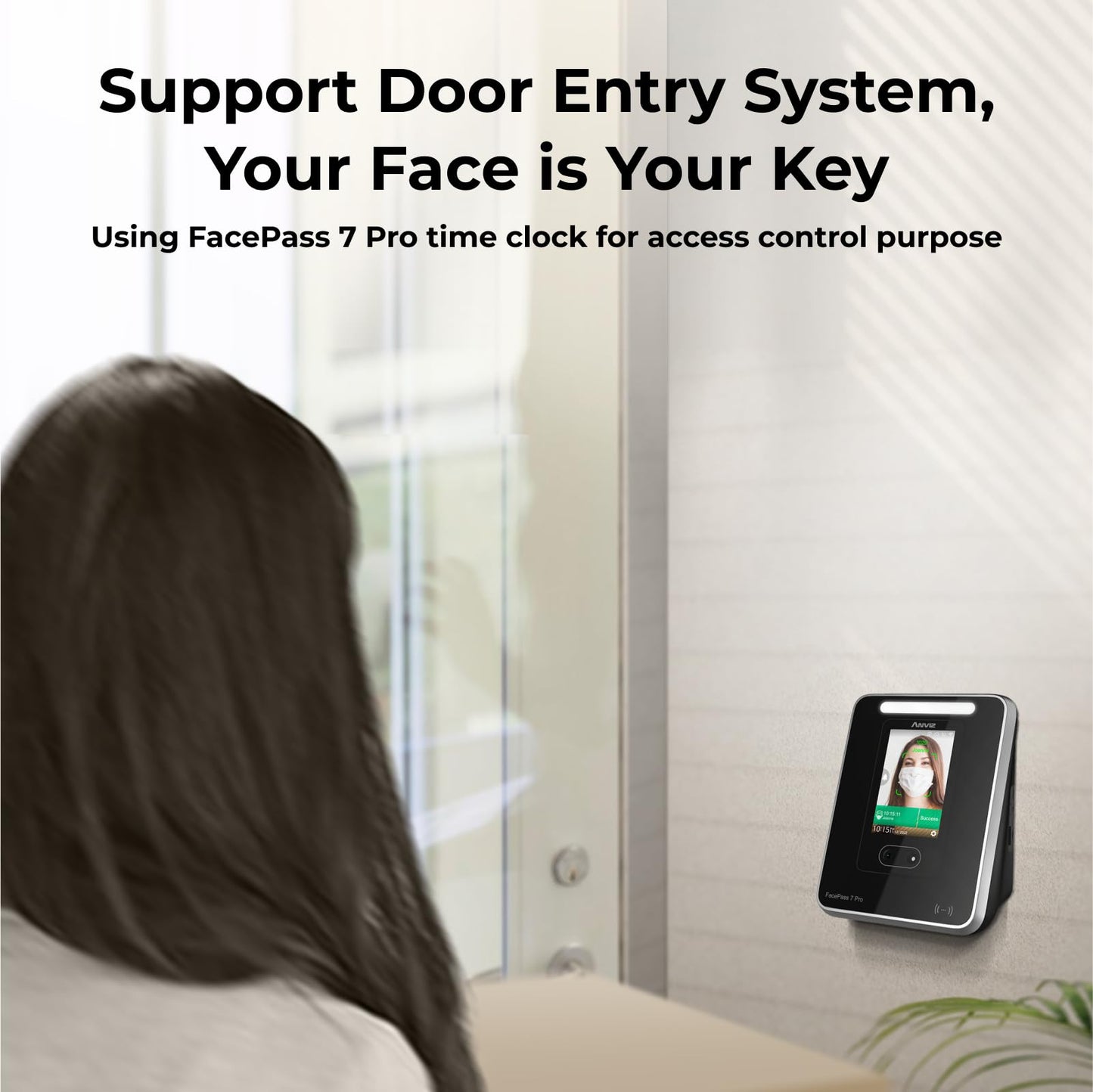 ANVIZ Time Clocks for Employees Small Business - Forever Free Cloud Software - FacePass 7 Pro Biometric Clock in and Out Machine - Support Door Access - Face + RFID + Pin Punching, FacePass 7 Pro