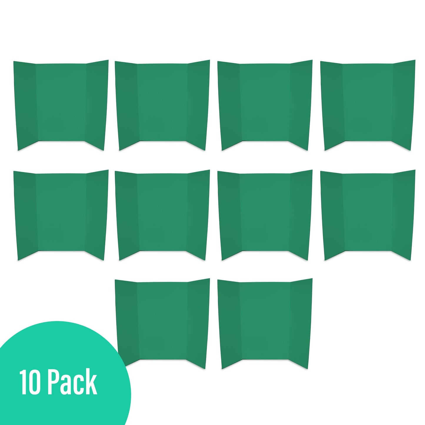 Flipside Products 36” x 48” Project Boards for Presentations, Science Fair, School Projects, Event Displays and Trifold Picture Board, Proudly Made in USA - Green - 10 Pack