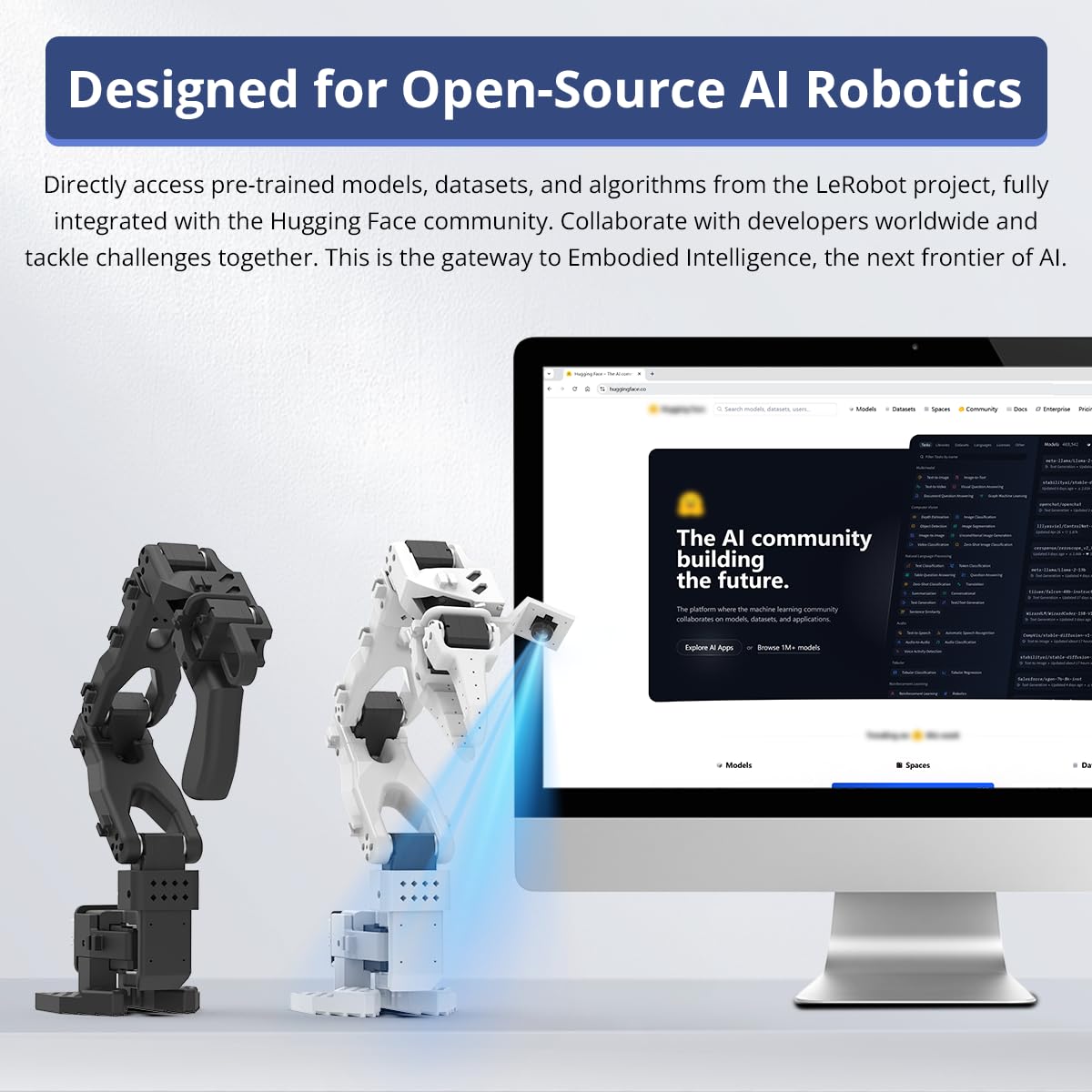 AI Robotic Arm Kit Hiwonder SO-ARM101 Compatible with LeRobot Open-Source Project Embodied Imitation Learning Robot Arm 12 High-Torque Bus Servos & Tutorials(DIY Kit, NO 3D Printed Part, Unassembled)