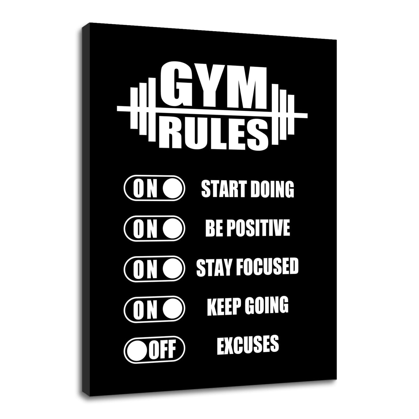 YSPCSUN Motivational Gym Posters For Home Workout Room Decor Inspirational Fitness Rules Canvas Wall Art Barbell Signs For Weightlifting Bodybuilding Garage Ready To Hang 24x18 Inch