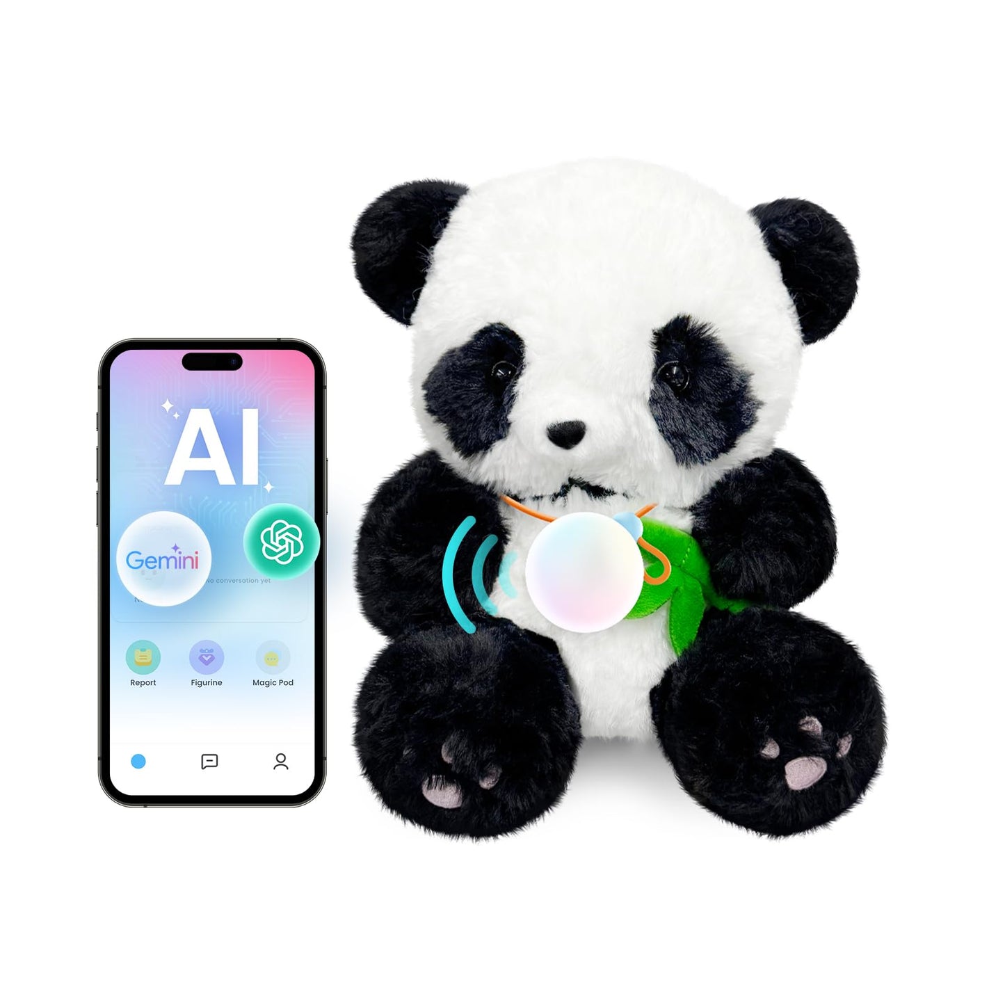 Smart AI Plush Toy Panda, Interactive Stuffed Animal for 3+ Kids, Screen-Free Educational Emo Robot with Advanced AI, APP with 16 Characters, Unique Gifts for Girls & Boys.Bedtime Companion