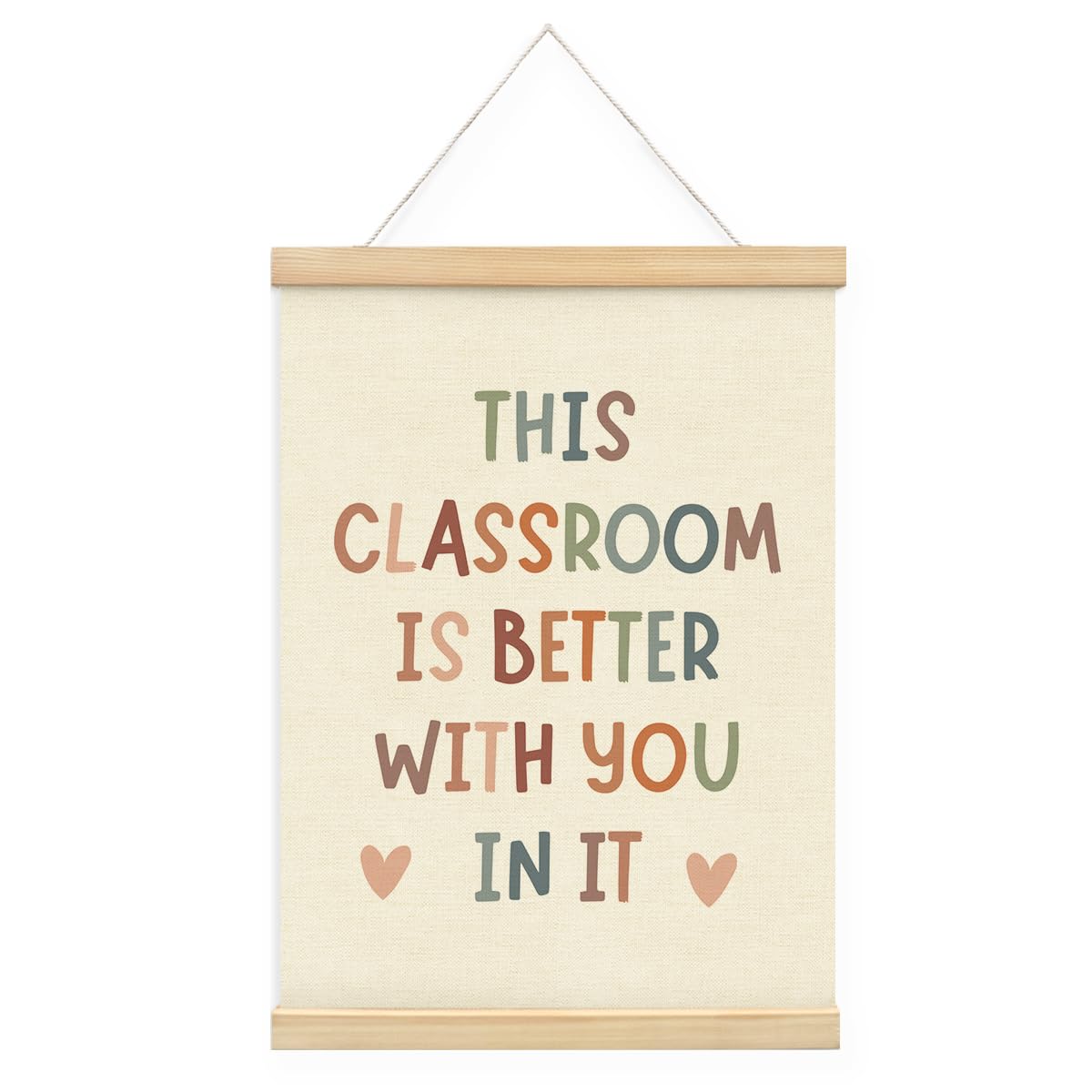 STHTTSW Boho Classroom Decor for Teacher Poster Hanger with Wooden Frame, Teacher Classroom Decor, Nursery Classroom Welcome Sign Positive Affirmations Wall Art, Back to School Decor 12x16 Inch