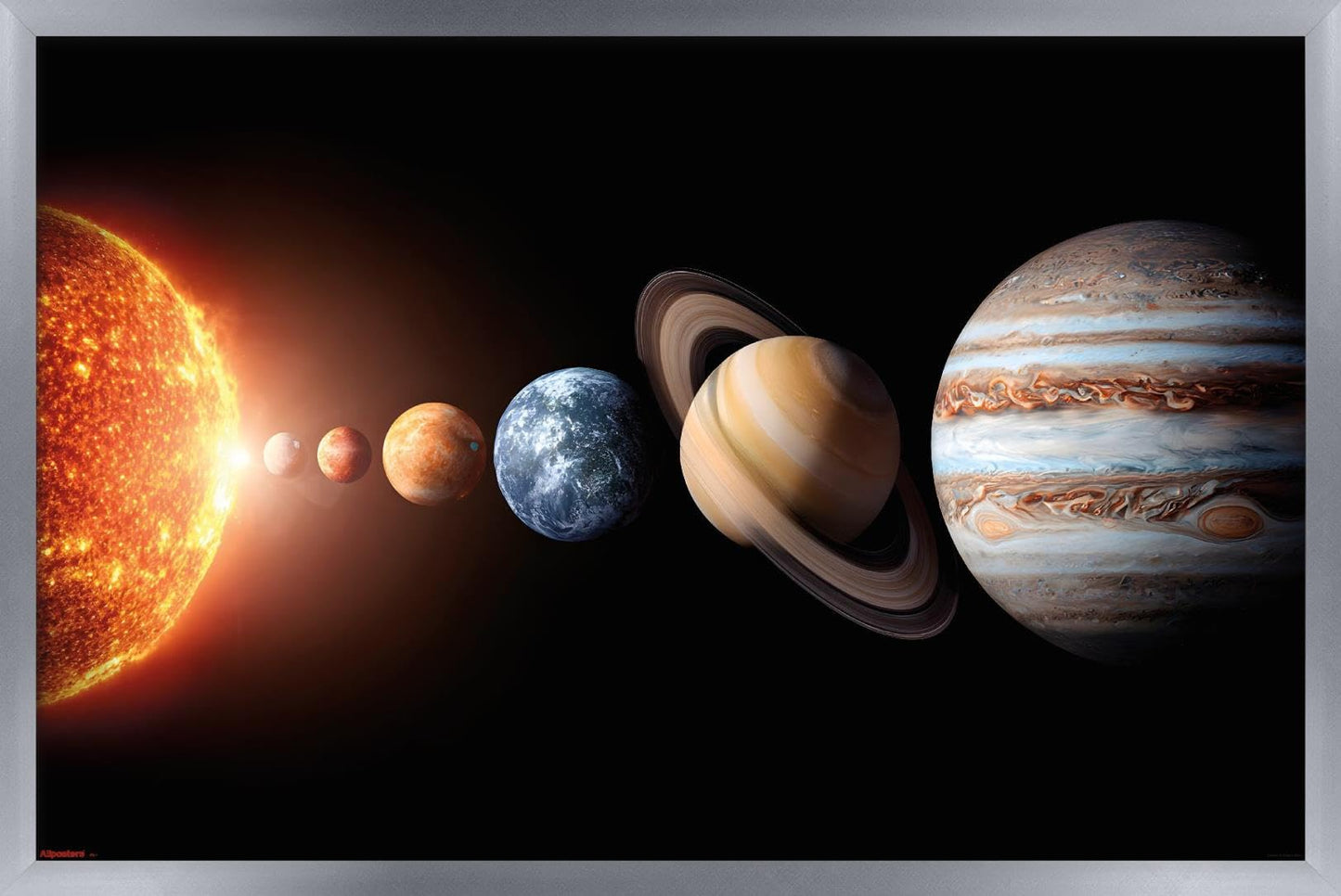 Science - Solar System Planets 26 Wall Poster, 22.4L" x 14.7W", Silver Framed Version