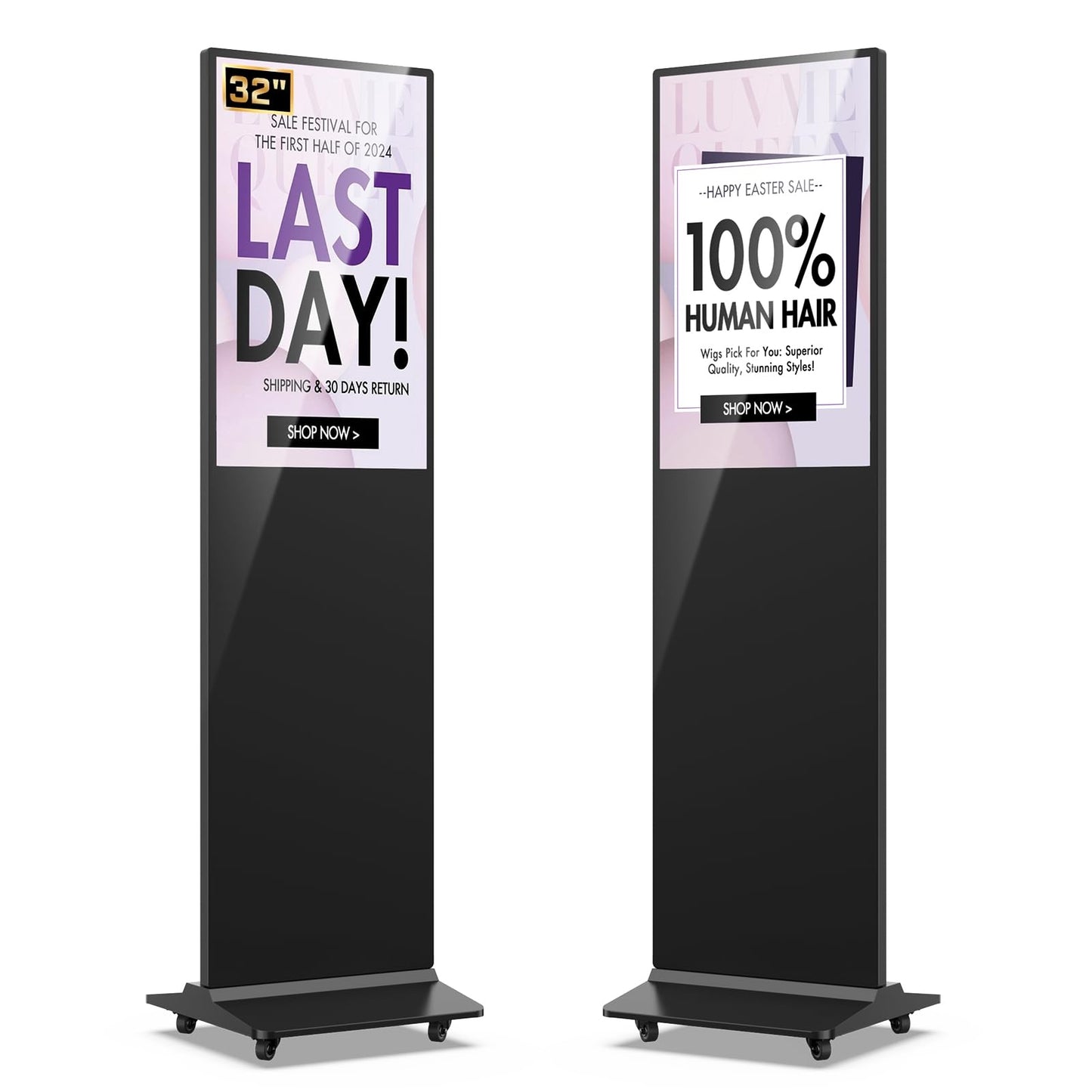 QIXZOCV MWE 32 Inch Indoor Floor Standing Digital Signage Advertising Display Kiosk LCD Screen Commercial Totem Android System Vertical Poster with Auto Media Player