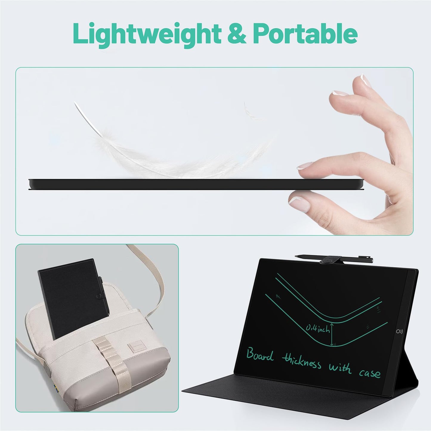 LCD Writing Tablet for Adults: 9.5 Inch with Leather Case Reusable Portable Use for Office Study Teaching