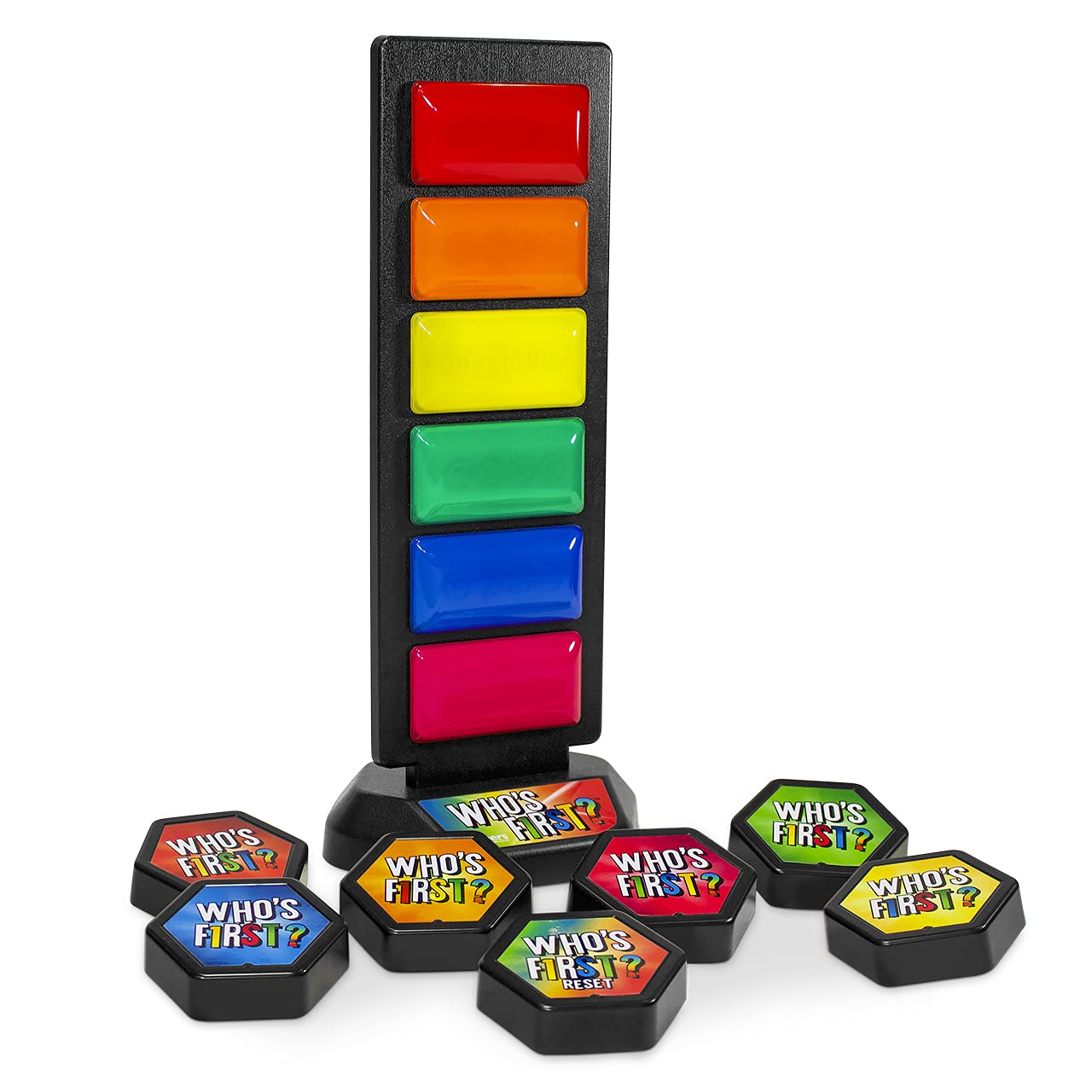 Trainers Warehouse Who's First? v3 Wireless Game 6 Buzzer System | Foster Gameshow Excitement in The Classroom - Includes Light Tower & USB Port & Randomizer | Make Trivia and quizzes Fun!