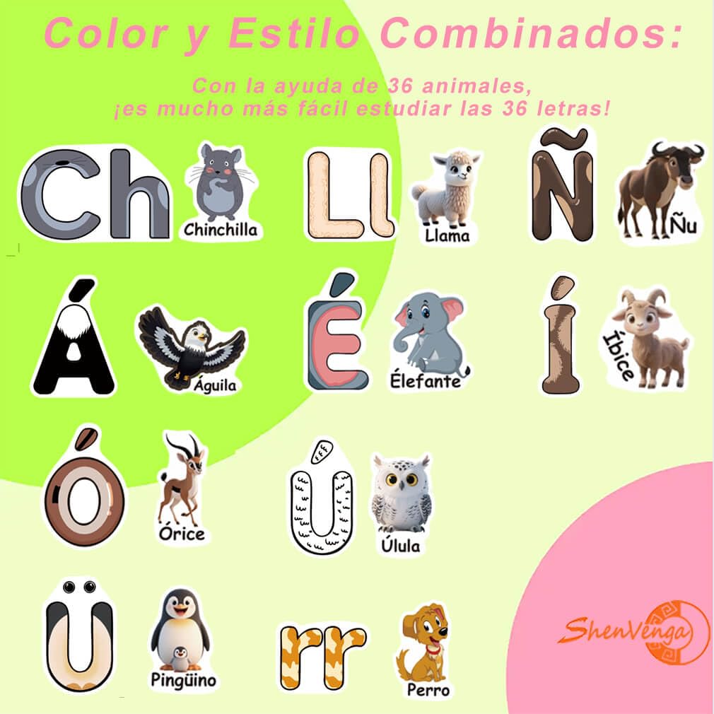 Spanish Magnetic Letters and Animals, Fridge Magnets for Toddlers, Animales y Abecedario para Niños en Español,