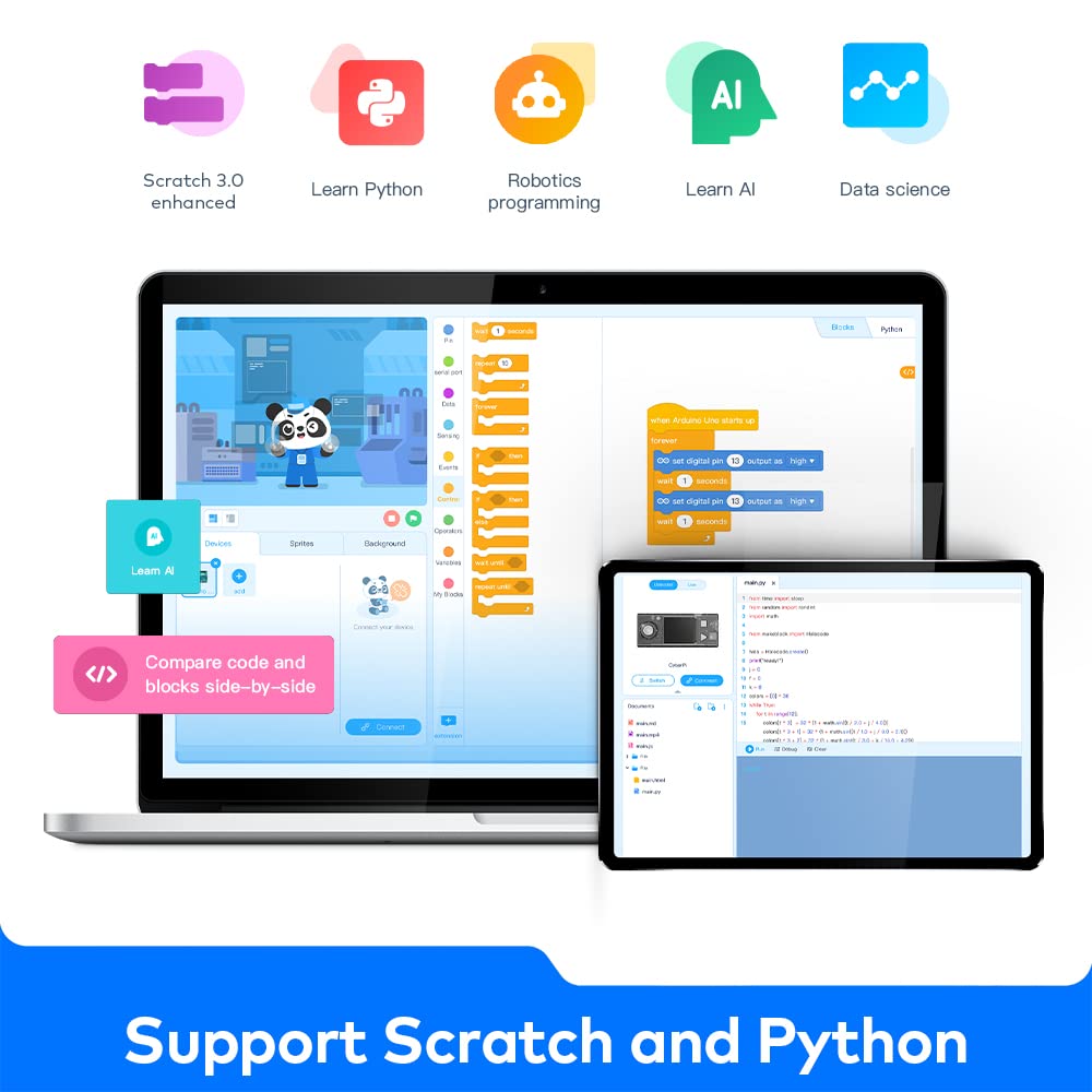 Makeblock CyberPi Project-Based Kit: Coding for Kids 8-12, STEM Programmable Robot with Scratch & Python Support, IoT Technology & Built-in WiFi Module