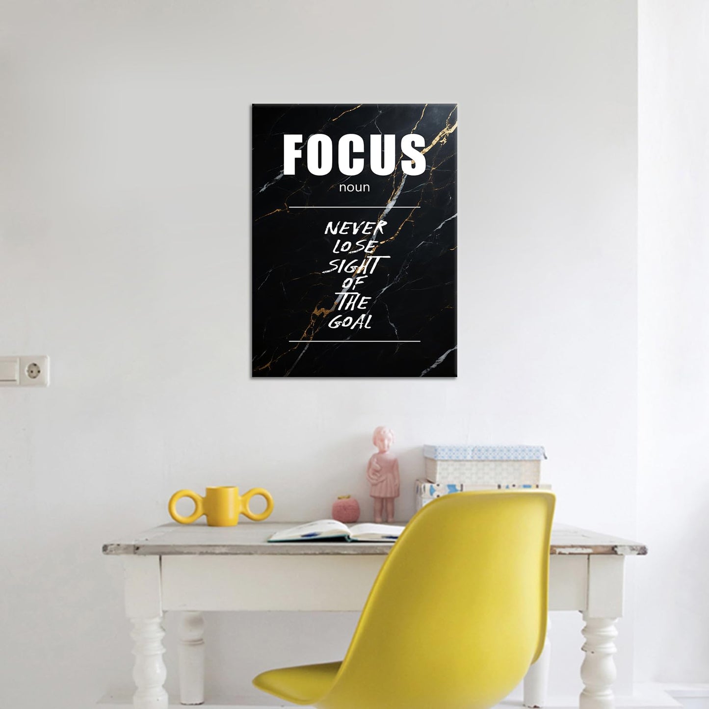 Motivational Canvas Wall Art Focus Noun Entrepreneur Quotes Poster Print Inspirational Pictures Painting for Office Class Room School Wall Decoration Stretched and Framed [18''Wx24''H]