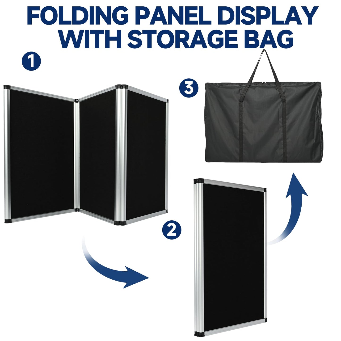 uyoyous 3 Panel Trade Show Presentation Board 70.8 x 35.4 inches Trifold Poster Board Double Sided Presentation Whiteboard Folding Display Panel for Science Fair, Trade Show Table Top