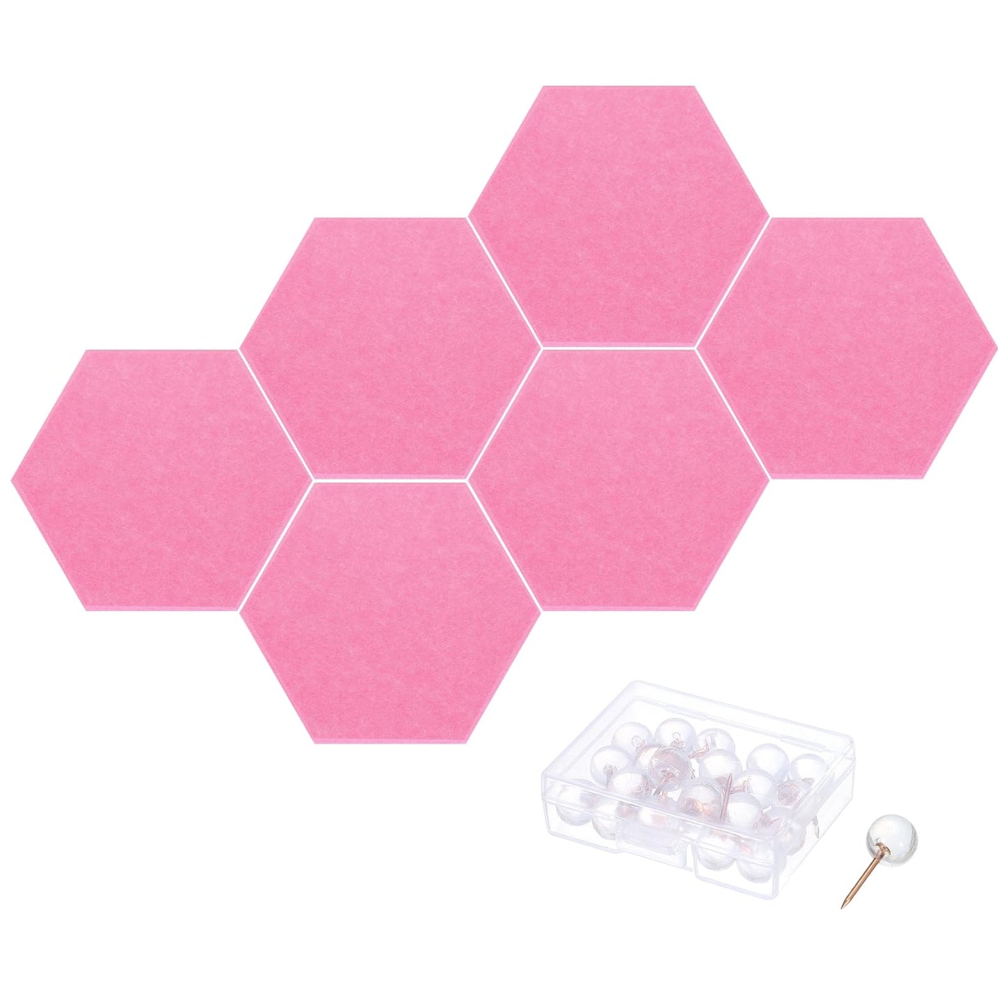 PATIKIL Felt Bulletin Board, 12"x10", 6 Packs Self Adhesive Hexagon Felt Tiles for Sound Proofing Wall Panels for Home Office Recording Studio,Game Room, Peach Red