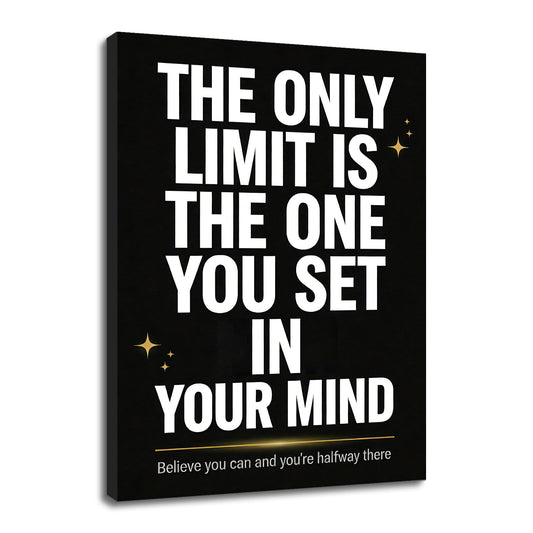 YSPCSUN Inspirational Wall Decor The Only Limit is Your Mind Positive Quotes Office Wall Art Canvas Print Framed Motivational Posters for Entrepreneurs Study Room Gym Fitness Decor, 24x18 Inch
