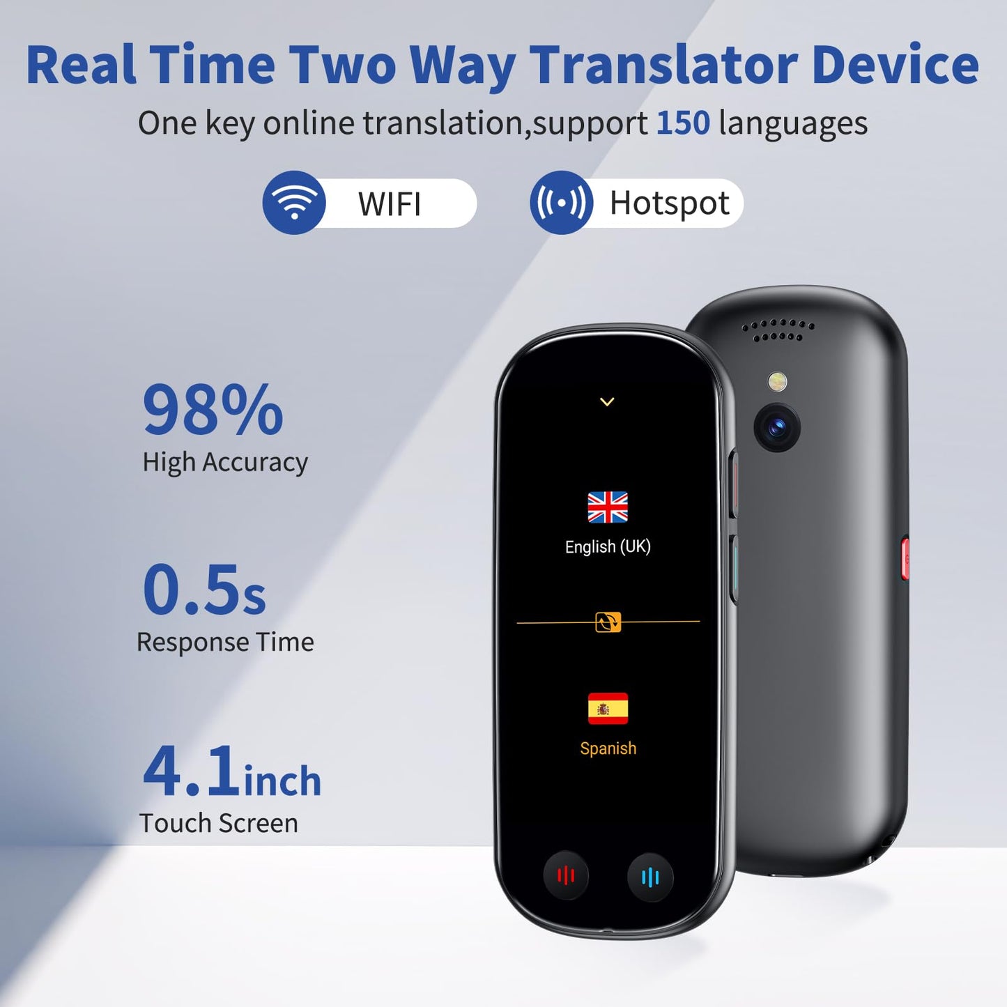 Ai Language Translator Device No WiFi Needed, Upgraded ChatGPT Translator, 150+ Languages Instant Two Way Translator Device, Offline/Recording/Photo/Voice Translatio for Business Learning