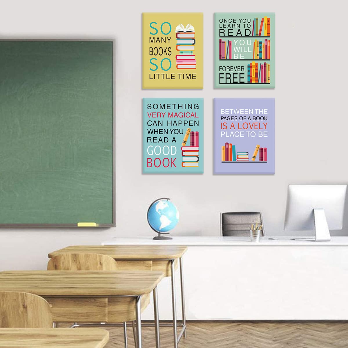 CHDITB Funny Reading Quote Art Prints - 8'x10' Set of 6 Motivational Positive Read More Book Frame Poster Readers Book Lovers Bookworm Student Gift, Wall Art for Library, School College Dorm Decor