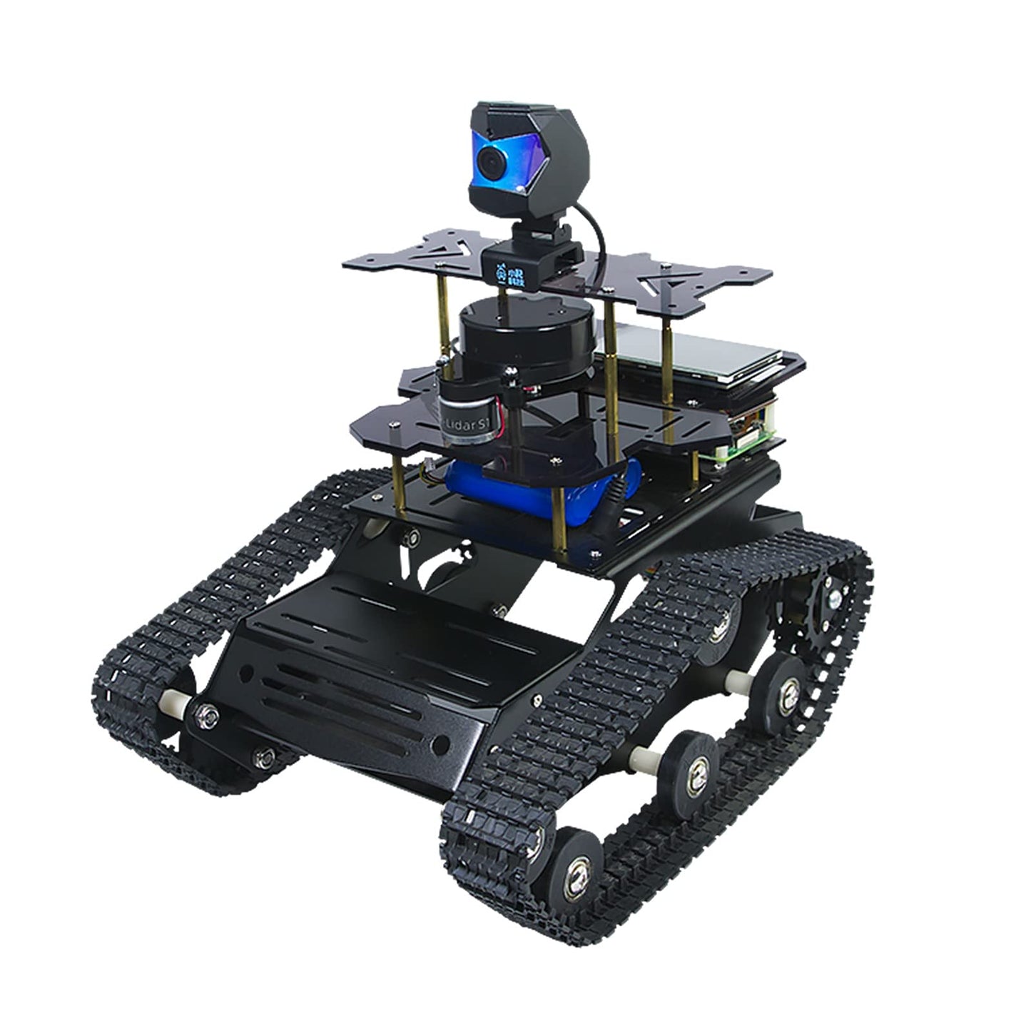 XiaoR Geek Raspberry Pi Smart AI Robot Car Kit, ROS SLAM Tank Car with LIDAR Mapping Navigation, Hd Camera, 3.5 inch Touch Display Programming Project for Adults(Black with Raspberry Pi)
