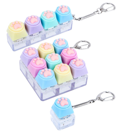 THLUSDY Keyboard Fidget Keychain Set, Keychain Decorations, Colorful Keyboard Clicker Fidget for Adults and Teens, Study and Work Companion, Ideal Stress Relief Gift（3Pcs）