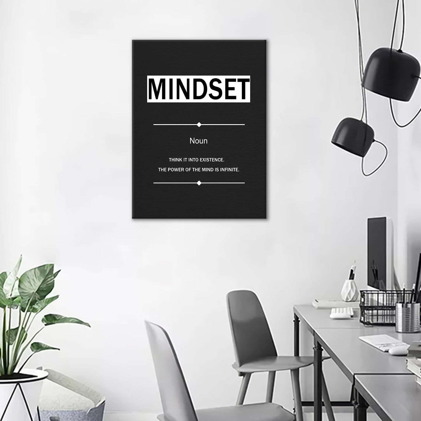YSPCSUN Inspirational Wall Art for Office Decor Mindset Quotes Canvas Prints Framed Motivational Posters Positive Affirmations Artwork for Gym Men Bedroom Living Room 24x18 Inch