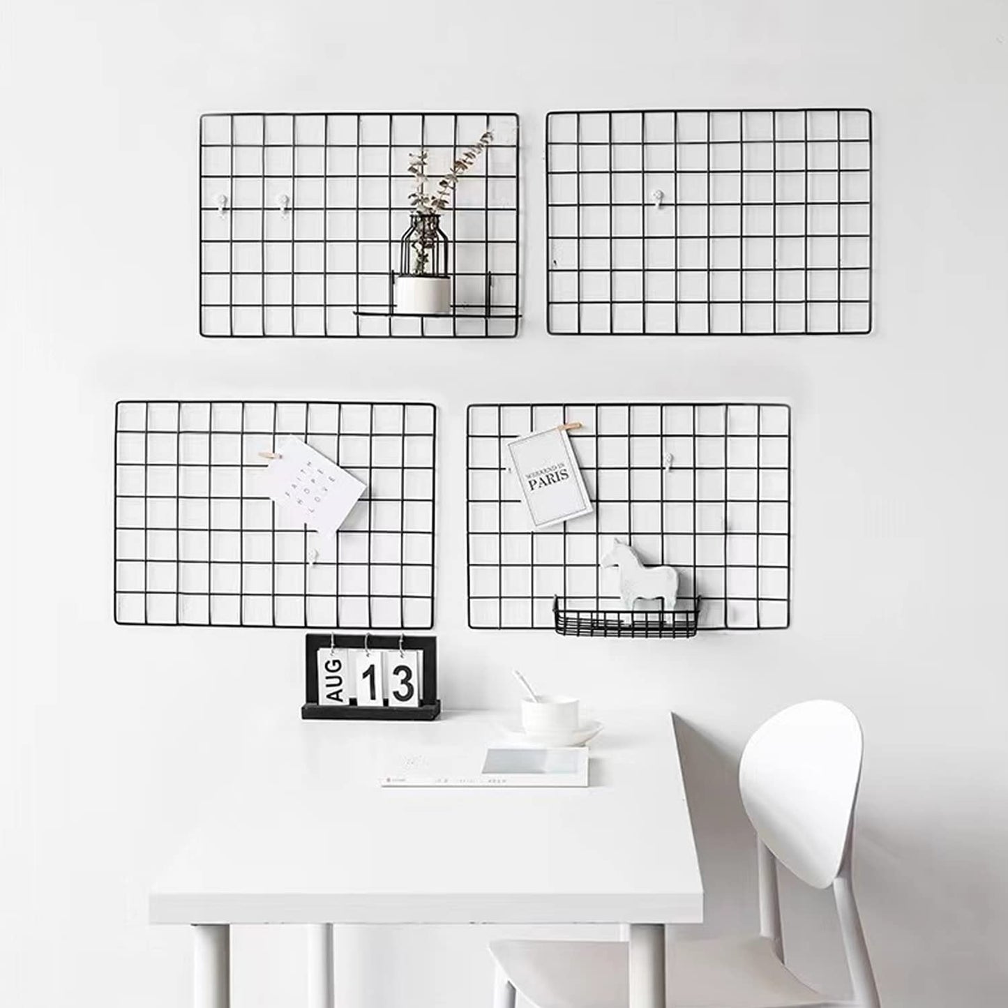 ZUOKEMY 4 Pieces Mounted Photo Grid Wall Grid Decorative Panels(white11.8 x15.7) for Living Room, Bedroom, Office, Study, Etc. Photo Memo Display Grid Panels