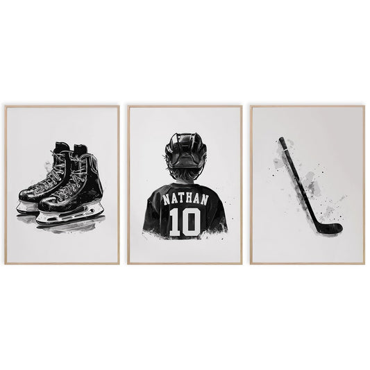 Boy Room Wall Art Minimalist Poster Hockey Wall Art Teen Room Decor Nursery Decor Retro Lacrosse Sport Picture Set of 3 Hockey Posters for Bedroom Living Room Aesthetic Wall Art Gift For Son, Boy, Men