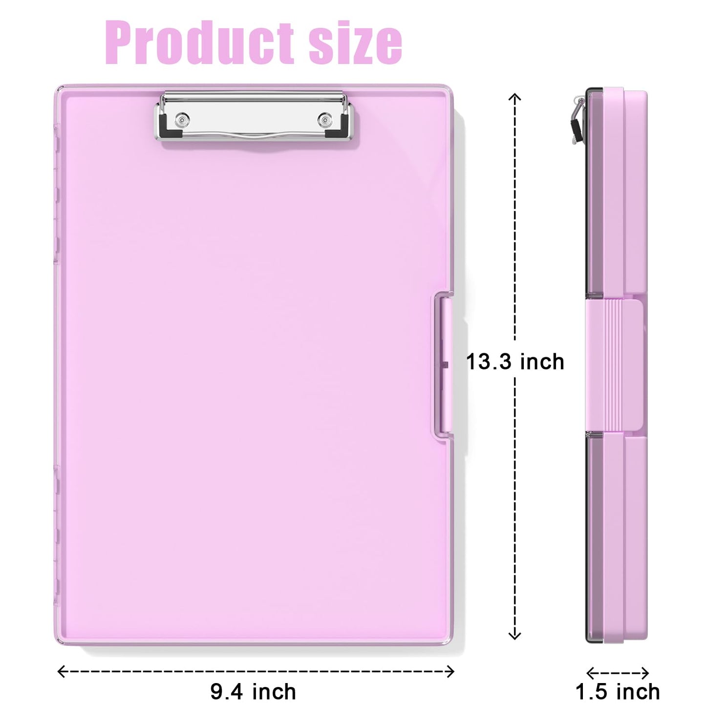 Hongri Clipboard with Storage, PalePink 8.5 x 11 Folder Nursing Side Opening, Heavy Duty with Dual Compartment, Smooth Writing for Teacher, Size 13.3 x 9.4 x 1.5 in, Office & School Supplies