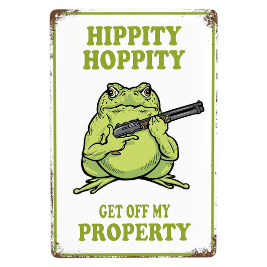 Frog Room Sign Funny Frog Bedroom Door Decor Vintage Metal Tin Signs Hippity Hoppity Get Of My Property Sign No Trespassing Signs Warning Sign Retro Frogs Wall Decor Aesthetic For Home Mushroom Decorations Room Rules Sign House Stuff Garden Bathroom Sign