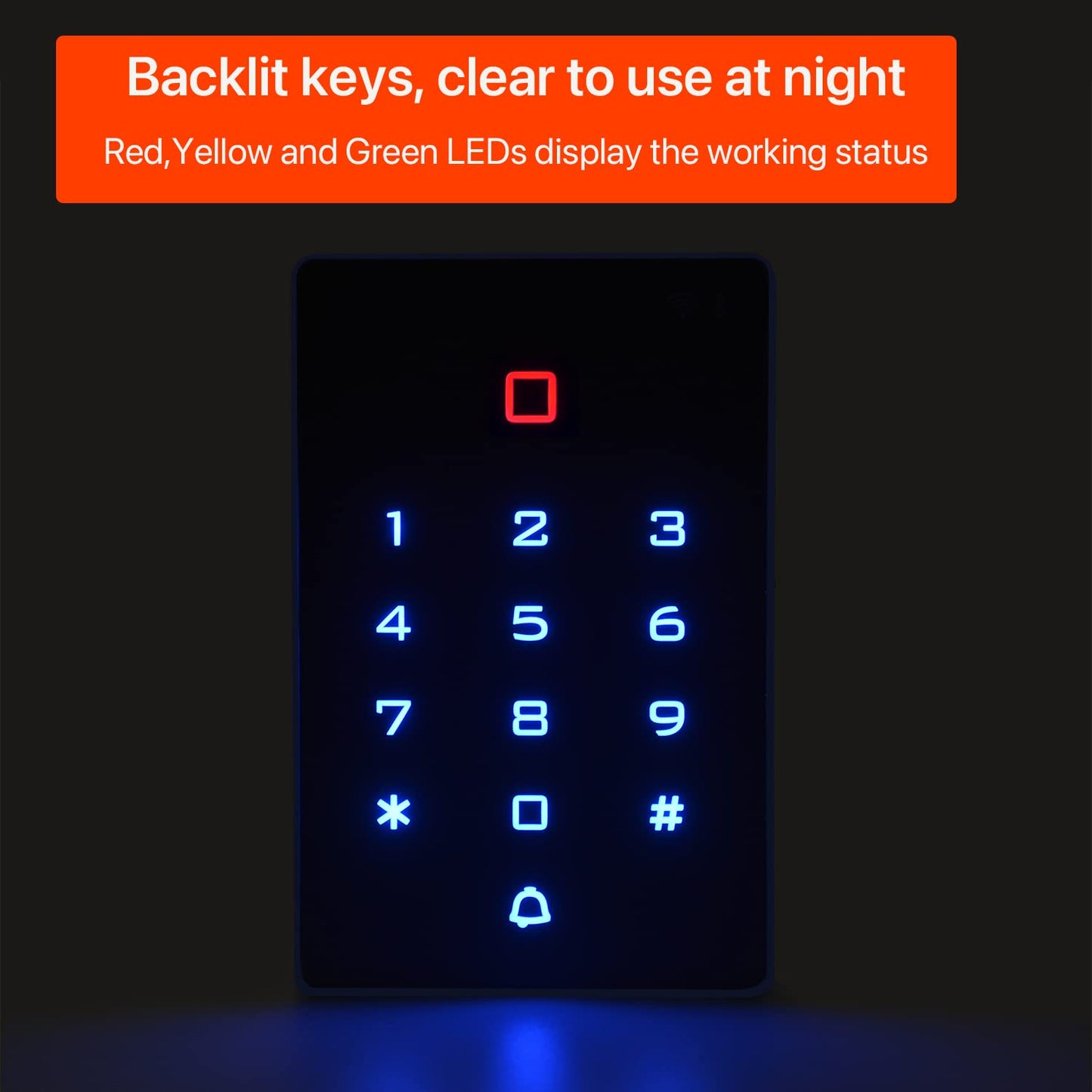 AMOCAM Wireless WiFi Access Control Keypad, Backlight Door Access Control System + 5PCS ID Keychains, Wiegand 26, Password Keypad for House Apartment, TUYA Wireless Entry Security Access Controller