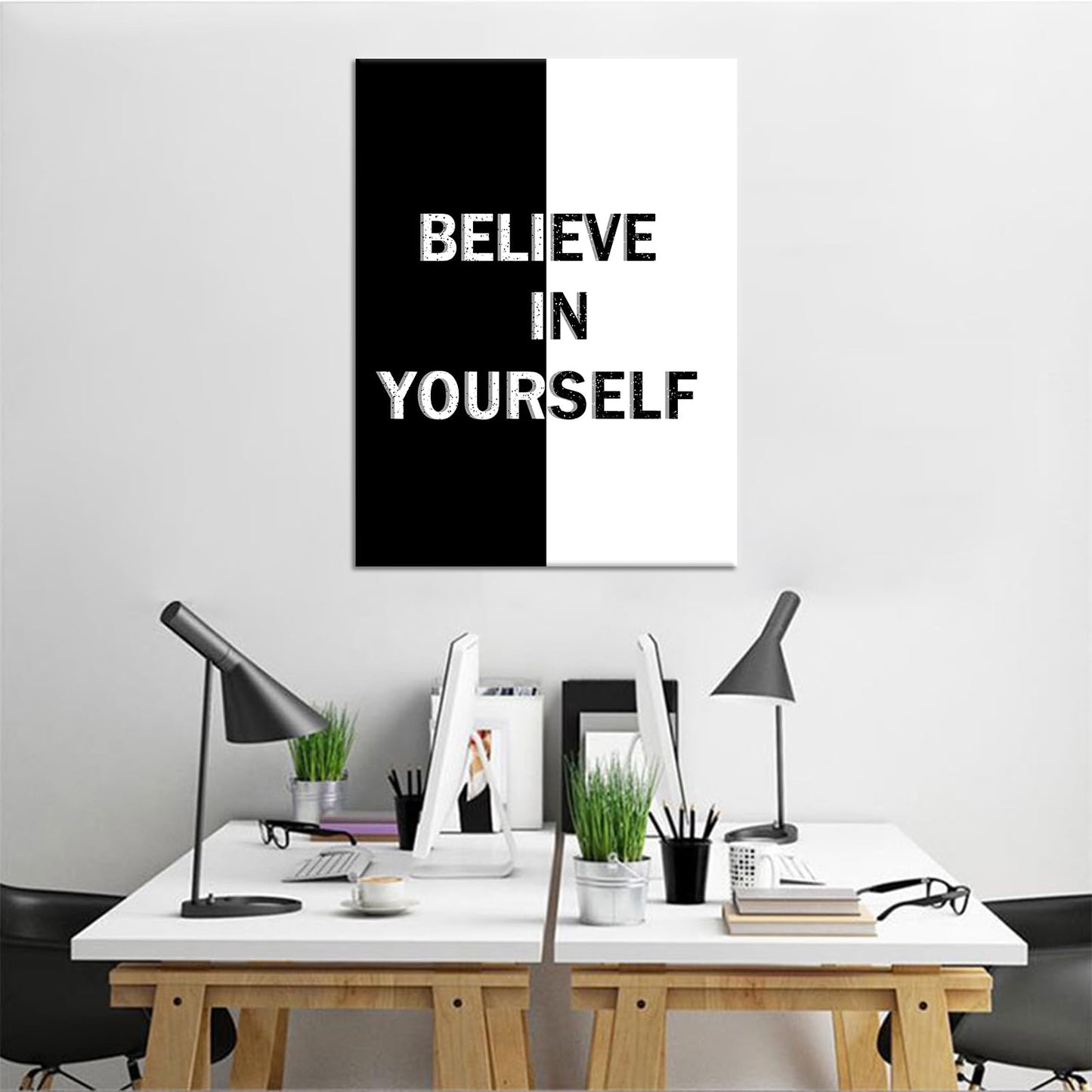 Modern Motivational Canvas Poster Wall Art for Men Inspirational Quotes Picture Print Positive Signs Painting Wall Decor Artwork for Home Bedroom Classroom Office Stretched and Framed [18''Hx24''W]