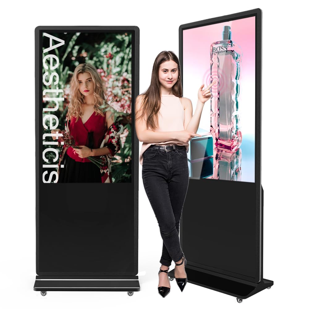 QIXZOCV MWE 54 Inch Indoor Digital Signage Touchscreen Kiosk Floor Standing Advertising Display LCD Totem Interactive Display Poster Android System with Auto Media Player
