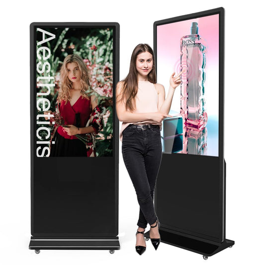 QIXZOCV MWE 54 Inch Indoor Digital Signage Touchscreen Kiosk Floor Standing Advertising Display LCD Totem Interactive Display Poster Android System with Auto Media Player