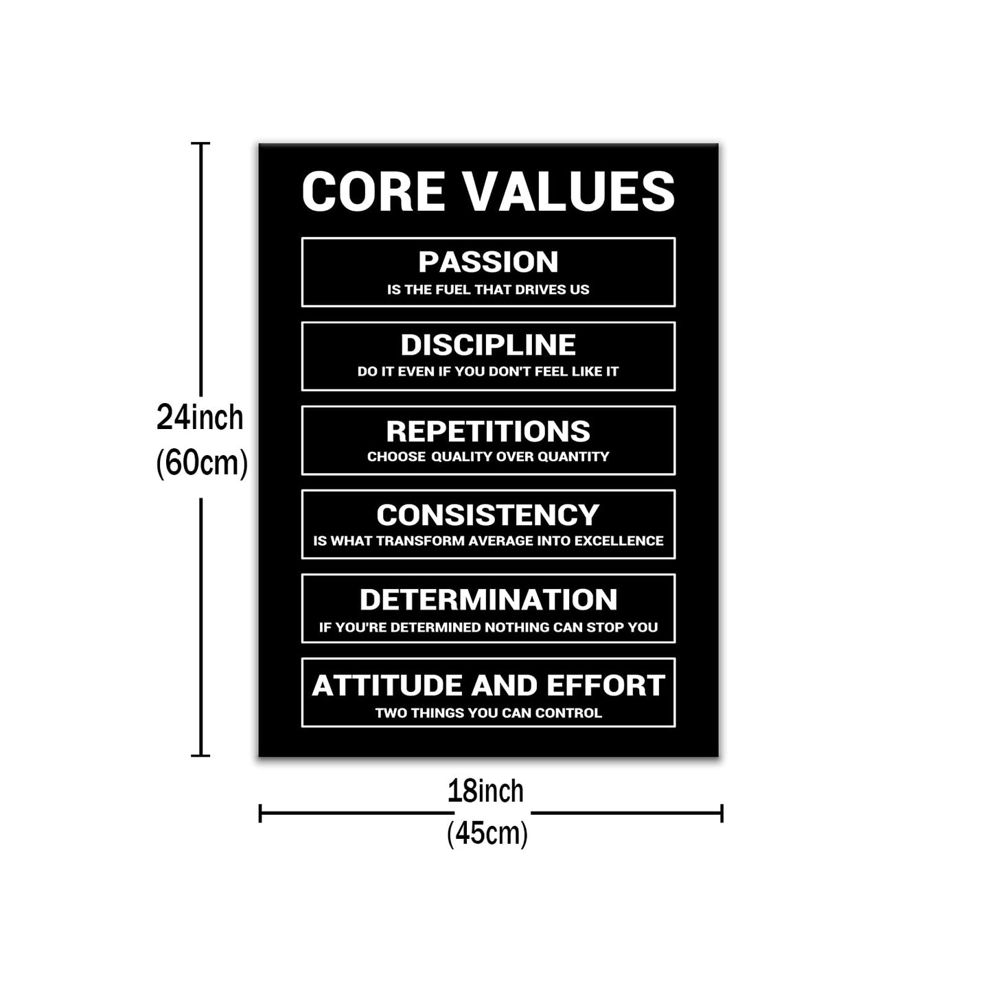Motivational Wall Art Home Decor Core Values Quote Inspirational Poster Canvas Painting Prints Positive Wall Picture Painting Artwork for Bedroom Classroom Office Stretched and Framed [18''W x 24''H]