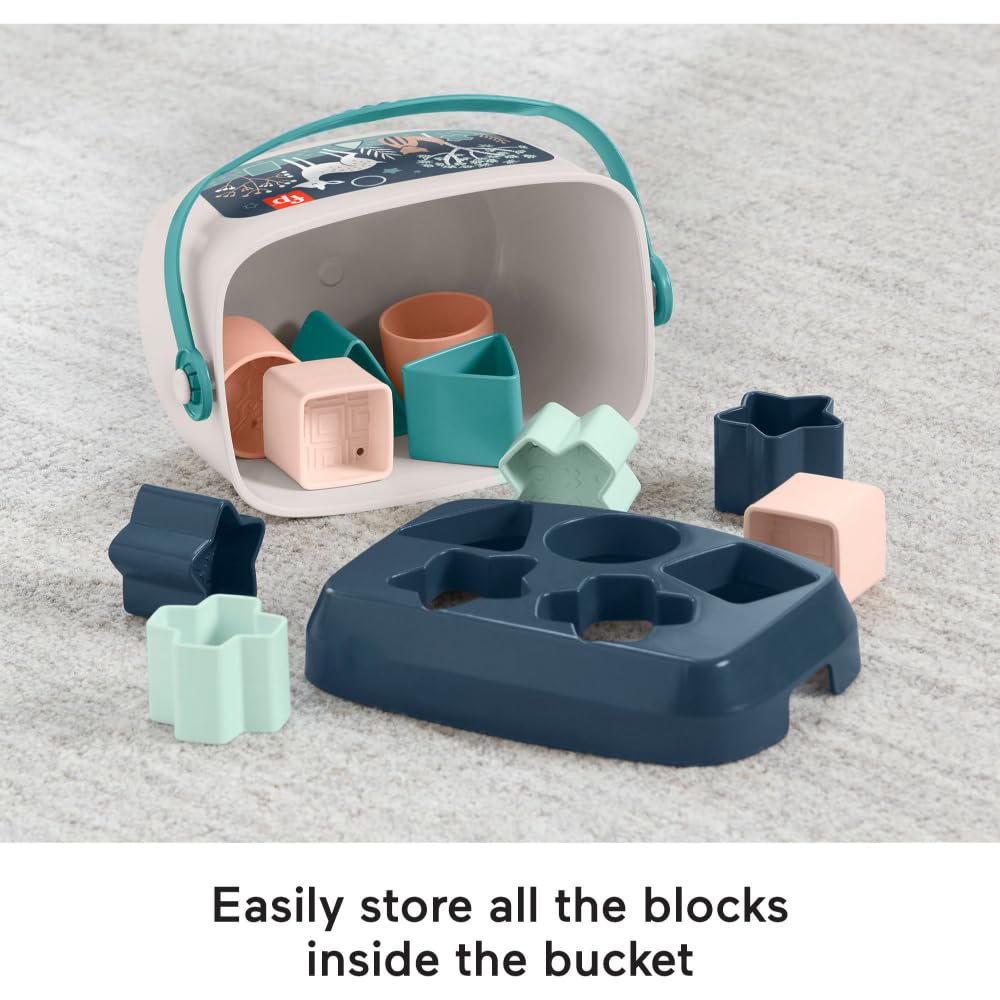 Fisher-Price Baby's First Blocks – Navy Fawn, Set of 10 Blocks for Stacking and Sorting Play for Infants Ages 6 Months and Older (Amazon Exclusive)